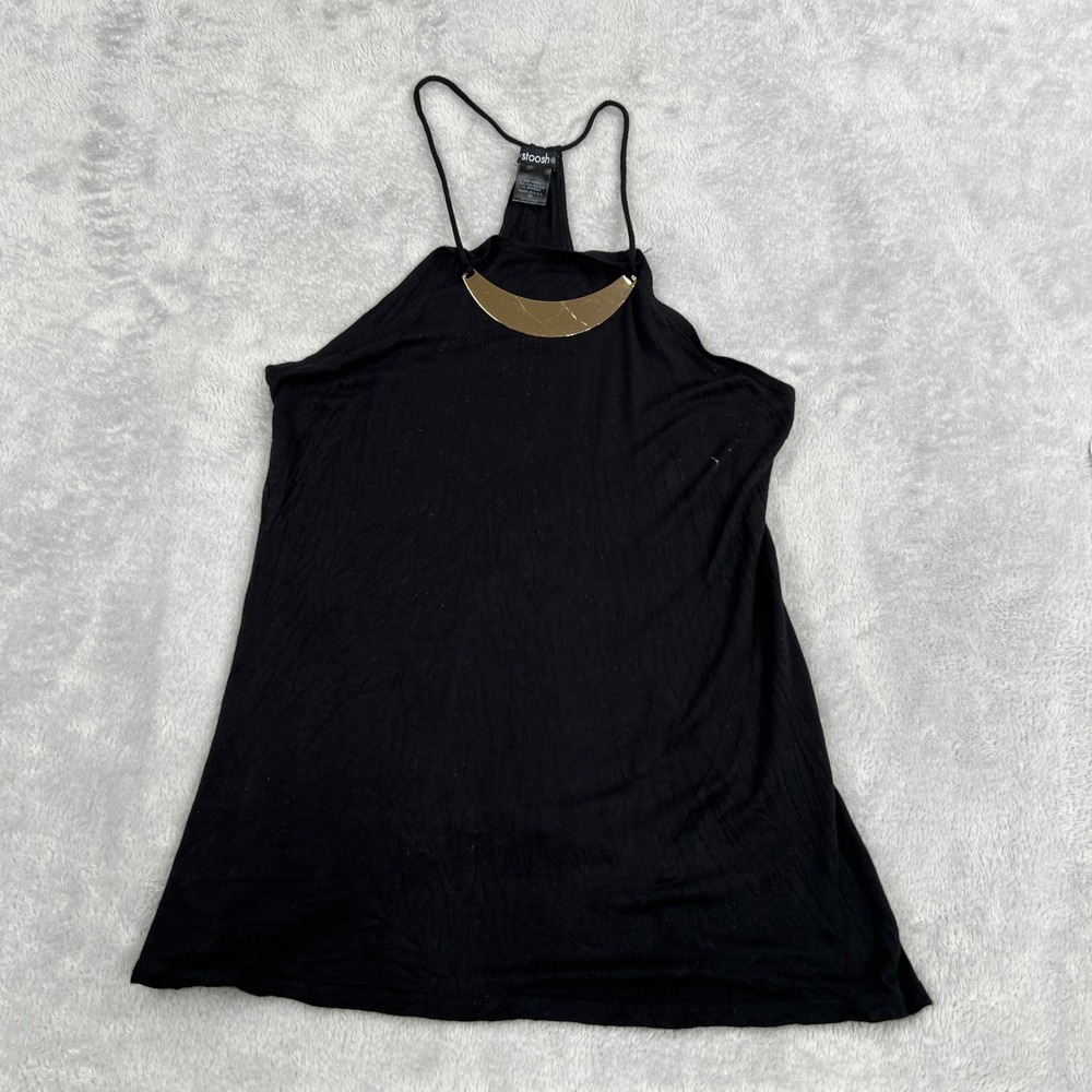 Stoosh Gold Hardware Halter Tank Top M Black Women Sleeveless Night Out Party